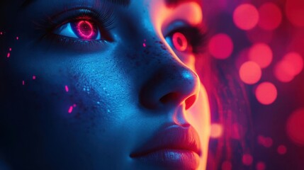 Savings goal app, user tracking progress with 3D holograms, engaging interface, Futuristic, Digital art, Neon hues, High Resolution