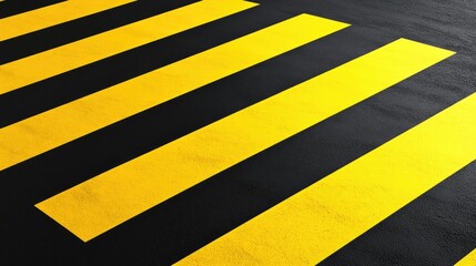 Fototapeta premium A close-up shot of a yellow and black striped crosswalk, suitable for use in traffic or cityscape images