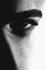 A close-up shot of a woman's face in monochrome tones, perfect for use in editorial or advertising content