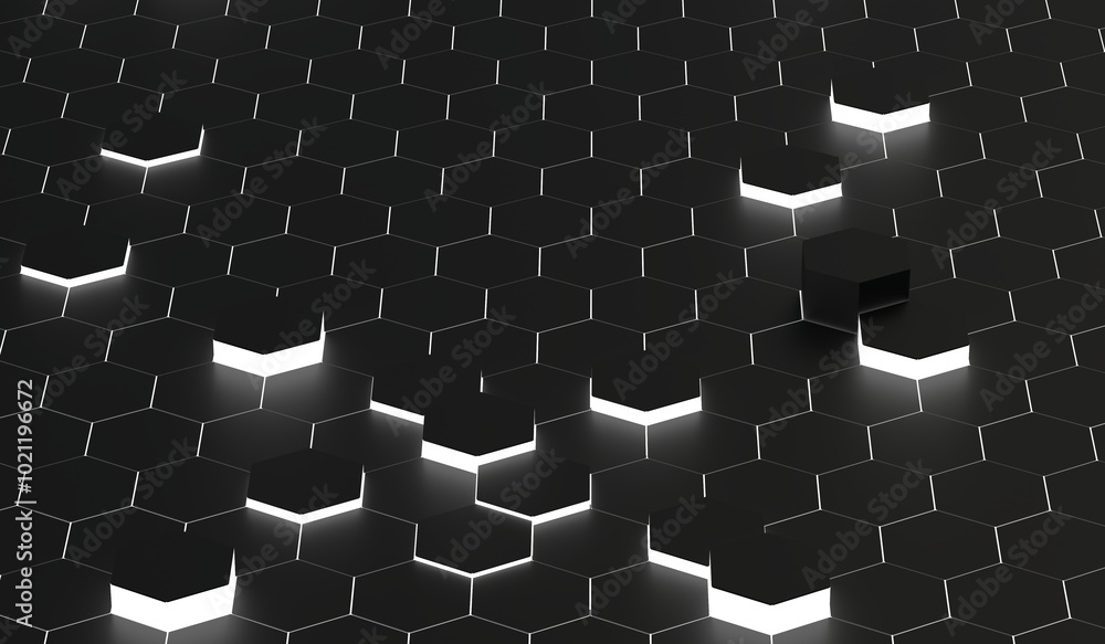 Poster 3d hexagon abstract background. abstract white. colorful energy flashing under hexagon. modern techn