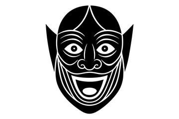  Traditional Korean Hahoe Mask Silhouette Vector Illustration