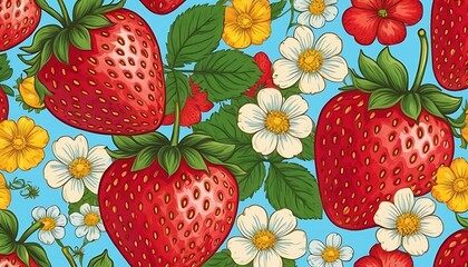 strawberry seamless pattern background 