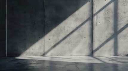 Sunlight casting shadows on a minimalist concrete wall.