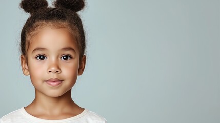 Portrait of a young girl with two buns hairstyle