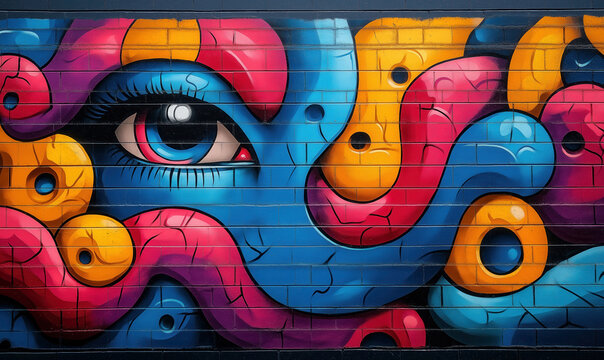 Colorful background, wall art in Hip-hop style.