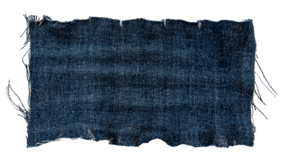 Piece of torn denim on a white background. Denim texture