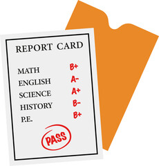School Report Card Result Illustration Isolated on White Background