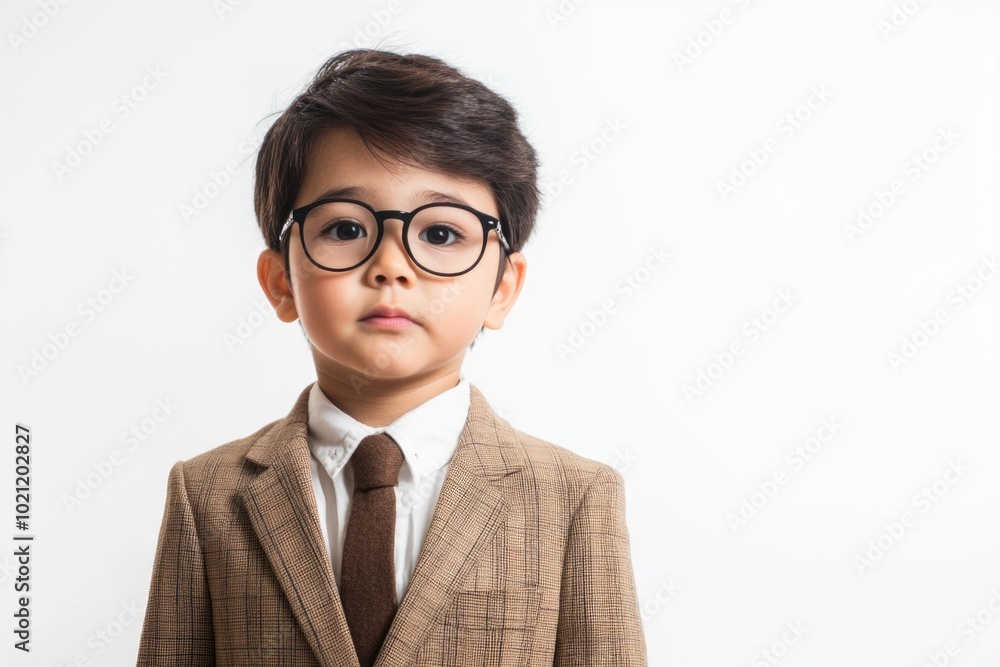 Canvas Prints A young boy in glasses and a suit, suitable for use as a character model or in educational settings