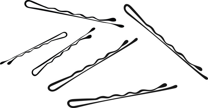 Black Metal Hairpins Accessory Illustration Isolated on White Background