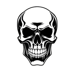 Simple image of a skull facing forward, isolated on a white background