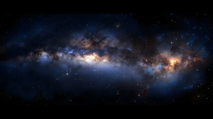 A Digital Painting of the Milky Way Galaxy with Stars and Dust in a Dark Sky Background