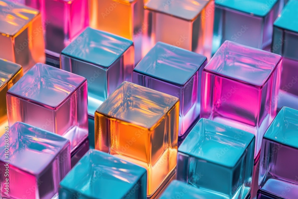 Poster A detailed view of colorful blocks with smooth surfaces, suitable for design and creativity projects