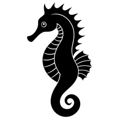 Fototapeta premium Seahorse silhouette, sea horse icon, Seahorse vector illustration 