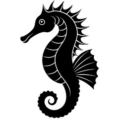 Fototapeta premium Seahorse silhouette, sea horse icon, Seahorse vector illustration 