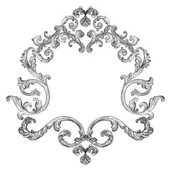 Hand drawing vintage baroque frame monochrome vector