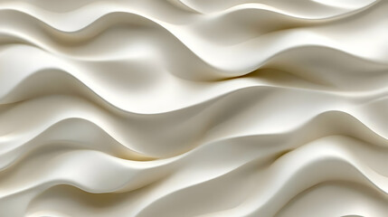 Fototapeta premium Abstract 3D Render of White Wavy Surface, Soft and Smooth, Flowing in a Continuous Pattern, Creating a Minimalist Background, Ideal for Design Projects and Presentations.