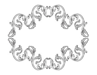 Baroque hand drawing vintage frame vector art isolated illustration