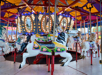 Carnival ride colorful carousel horse