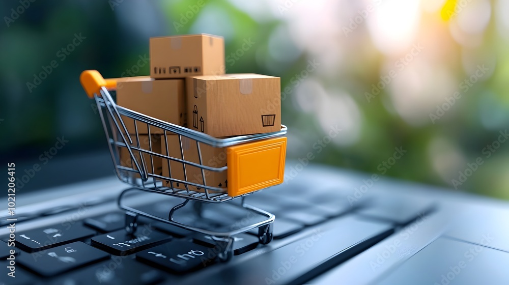 Aufkleber Sleek and Efficient E commerce Website with Modern Shopping Cart and Secure Payment Gateway 3D in Minimalist Digital Art Style with Vibrant Colors and High Definition Graphics Showcasing Contemporary