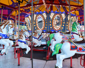 Carnival ride colorful carousel horse