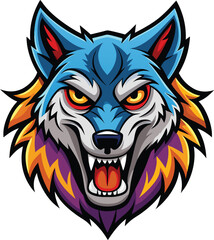  Wolf angry head icon vector illustration.