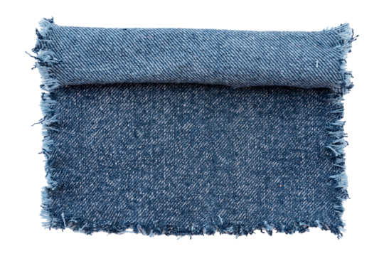 Piece of torn denim on a white background. Denim texture