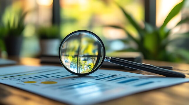 Magnified view of a browser window with search rankings listed, keywords and links highlighted, track search rankings, search engine performance