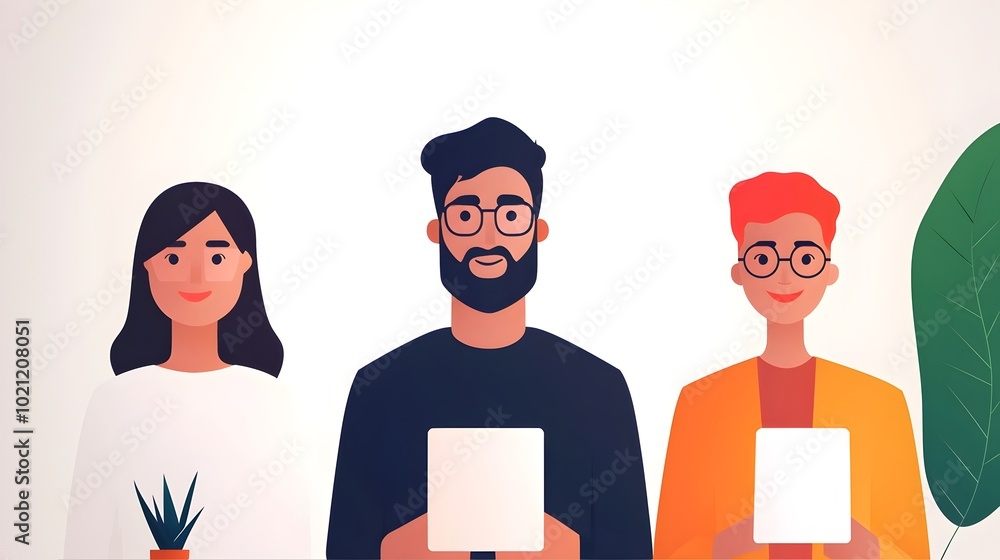 Aufkleber A vibrant isometric scene depicting a dynamic team of business analysts collaborating around sleek futuristic data visualization dashboards in a minimalist cyberpunk inspired office setting