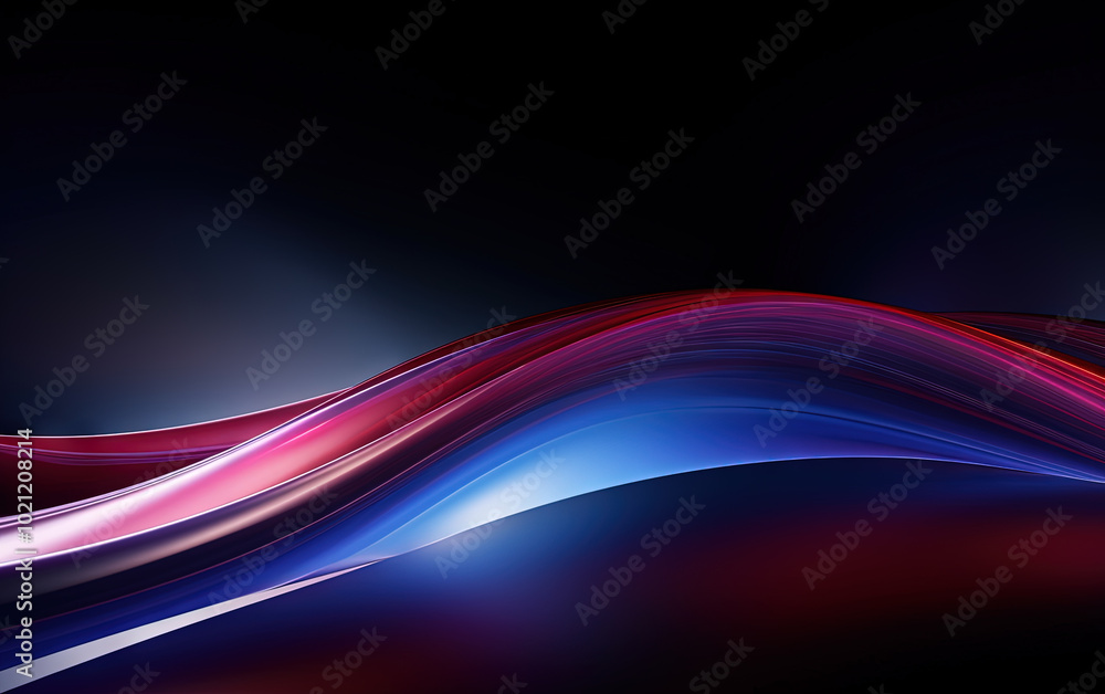 Wall mural Vibrant abstract blue and red waveform with fluid motion and colorful gradients.