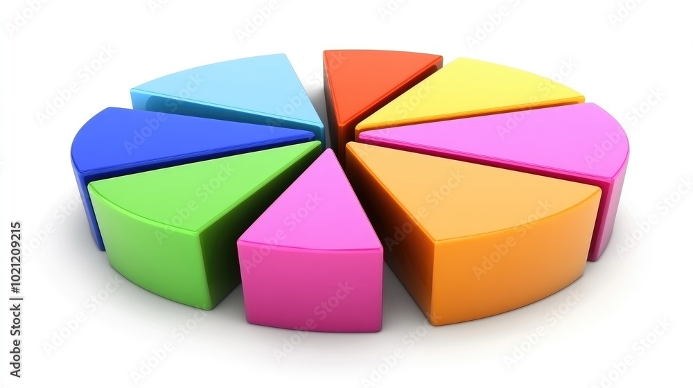 Poster colorful pie chart segments for data visualization