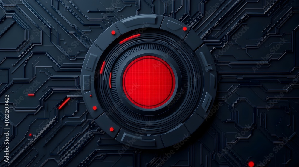 Aufkleber Futuristic digital security system with complex interface advanced firewall protection and intricate access protocols  Cutting edge information safeguards in a cyberpunk style neon lit environment