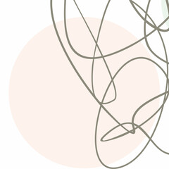 Vector illustration of abstract background with irregular pen strokes and isolated circles. Unique art with line and circle shape.