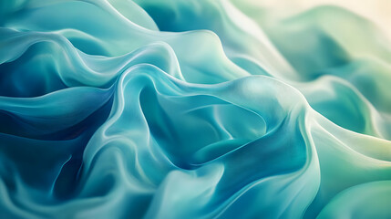 Fototapeta premium Abstract Turquoise Background - Wavy Fabric Texture