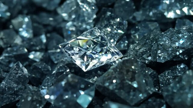 video of pile of mined diamond ore,  zoom in. 4K quality