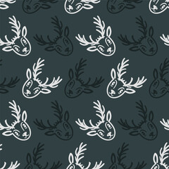 Seamless Christmas deers vector pattern for festive design
