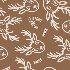 Seamless Christmas deers vector pattern for festive design
