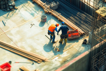 Roofer Carpenter Working on Roof Structure at Construction Site Residential Roofing Building Process
