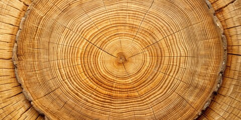 Fototapeta premium A close-up view of a cross-section of a tree trunk, showcasing intricate concentric rings and radiating lines, revealing the captivating patterns and textures of nature