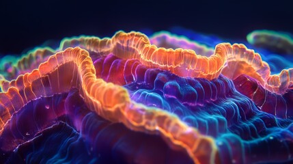 Vibrant and Detailed Macro View of the Intricate Biostructures Found Within a Coral Cross-Section