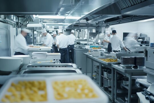 Busy Restaurant Kitchen in Action