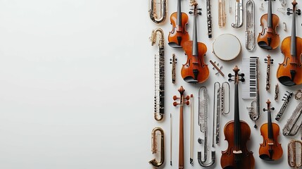 Naklejka premium An Array of Musical Instruments on a White Background