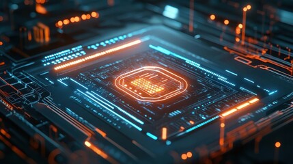 Obraz premium Blockchain analytics dashboard, secure transaction tracking, glowing nodes, sleek interface, Techno-futuristic, Digital art, Dark theme, High Detail