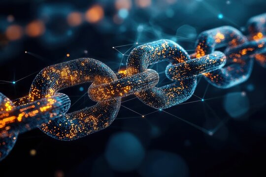 Blockchain network connecting global businesses, symbolizing decentralized economy