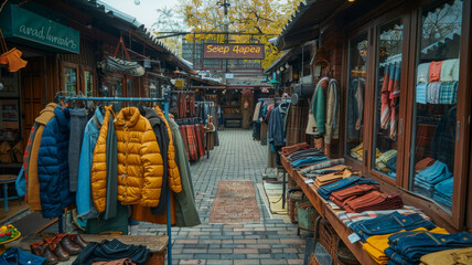 Obraz premium The Vibrancy of a Vintage Clothing Market