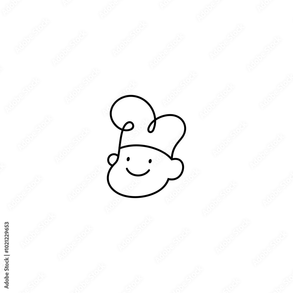 Poster child chef logo in minimalist linear design