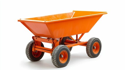 Orange Construction Cart with Four Wheels
