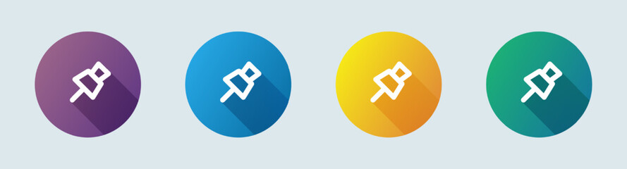 Pin line icon in flat design style. Attachment signs vector illustration.