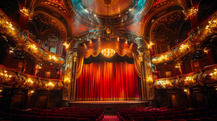 Fototapeta premium The Exquisite Interior of a Vintage Cinema