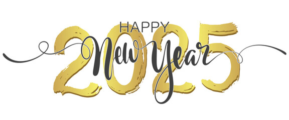 Happy New Year calligraphy Golden hand drawn text vector eps
