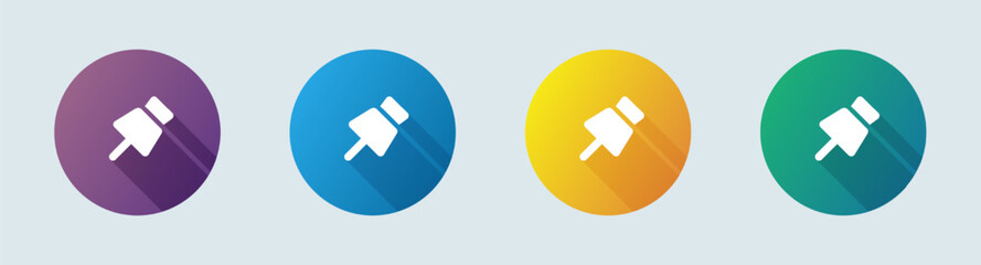 Pin solid icon in flat design style. Attachment signs vector illustration.